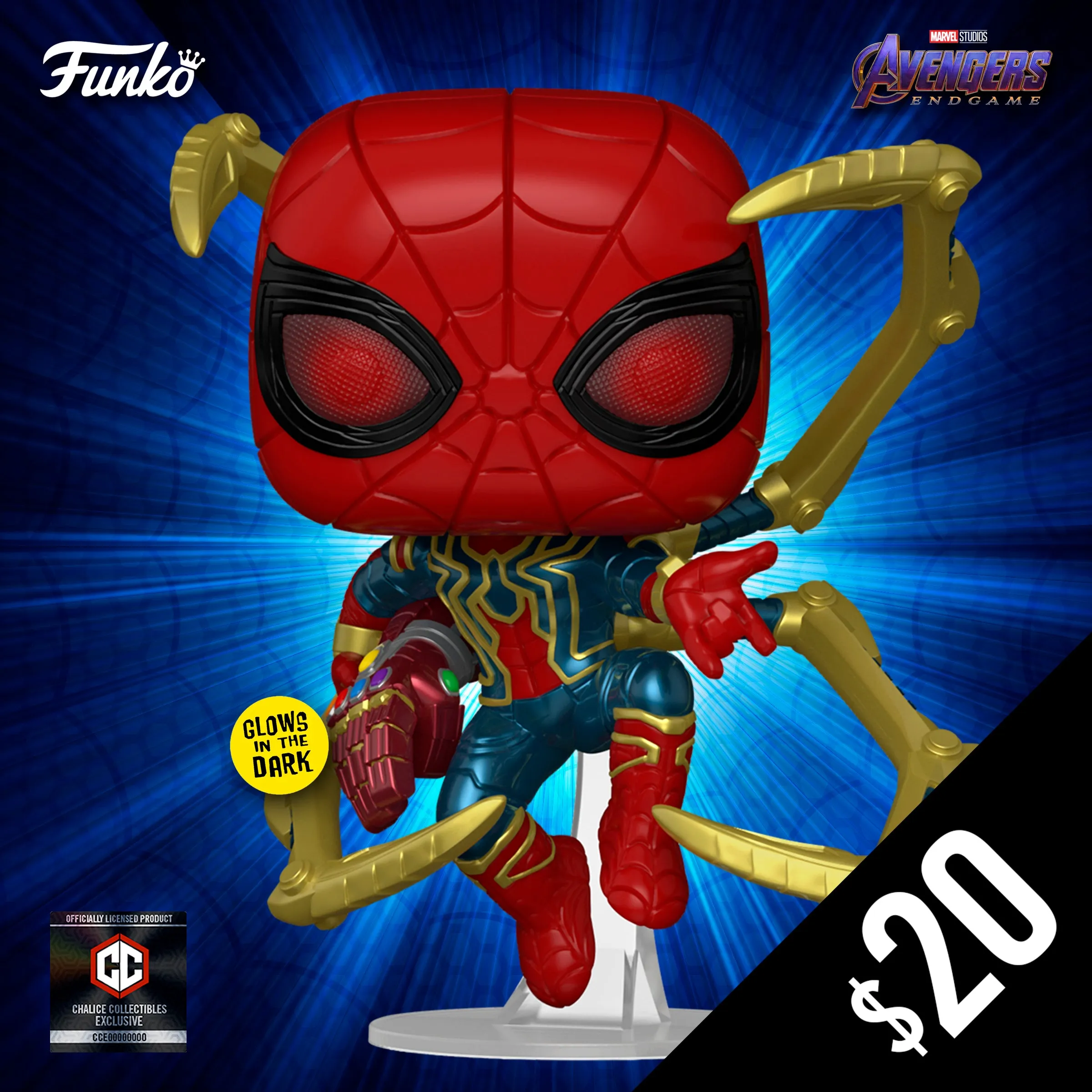 Funko Pop! Chalice Collectibles Exclusive: Avengers Endgame: Iron Spider (GITD) #574